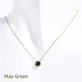 Golden May birthstone necklace featuring a round green zircon pendant on a slim chain - May Green (Emerald Color)