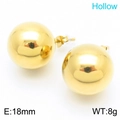 Orecchini a bottone a sfera cava dorata da 18 mm in acciaio al titanio con chiusura a OT - Orecchini a Sfera / Orecchini d'Oro (KE114942-KFC)