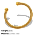 Goldener 6mm gedrehter offener Armreif aus poliertem und langlebigem Edelstahl - SZ55G Gold Gedrehter Seilarmreif