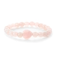 Pink natural stone beaded bracelet featuring a charming heart-shaped pendant on white background - Rose Quartz