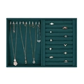 Vassoio per gioielli in velluto verde scuro con ganci per collane e fessure per anelli - Verde Scuro-Stile Ganci per Collane(SSZSH-04292)