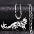 Zilveren roestvrijstalen holle kat hanger ketting op zwarte lederen achtergrond - 60CM / Zilver