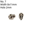 Macro detail of silver alloy skull beads with 2mm hole for DIY jewelry making - 7# Silver Skull Head (8x11mm)