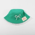Green kids bucket hat with pearl bow and lace trim detail for sun protection - CM8005 Pearl Lace Series / Green