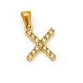 Pendentif lettre X en acier inoxydable doré avec incrustation de zircones cubiques - Lettre X (SP148G-X)