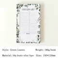 Vertical grocery list notepad with green eucalyptus leaf design and spiral binding - Green Leaves Style