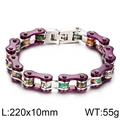 Purple and silver stainless steel motorcycle chain bracelet for men with pop art texture - Purple/Silver (KB76966-BD)