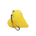 Sac à bandoulière minimaliste jaune en forme de cœur avec texture litchi et bracelet tissé - Jaune