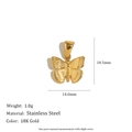18K gold plated stainless steel butterfly pendant charm 14.0mm x 18.5mm DIY accessory - Butterfly Shape Pendant (N2586)