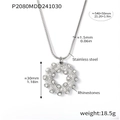 Silberne Edelstahl-Halskette mit Strasssteinen und detaillierten Größenangaben - Silber Weiße Strass Halskette (P2080)