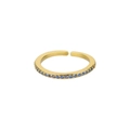 Minimalist gold adjustable open ring with blue cubic zirconia micro-pave setting - Adjustable Open / Blue Micro-pave