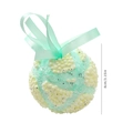 Pallina di Natale 8cm verde menta con texture glitterata e fiocco in nastro di seta - 8cm / Verde giallastro macaron