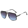 Classic pilot-style metal sunglasses with black frame and purple gradient lenses - Black Frame Grey Blue Lens