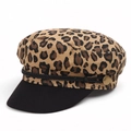Berretto stile militare con stampa leopardata, visiera nera e bottoni dorati di moda - 58cm / caffè
