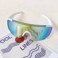 Kids sports sunglasses with white frame and multi-color iridescent reflective lenses - White Frame Gold Mirror