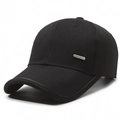 Cappellino da baseball nero in cotone con placchetta metallica Fashion laterale - Regolabile / Nero
