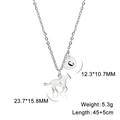 Detail of stainless steel necklace with horse and heart charms showing exact dimensions - Letter C / Silver