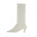 Light grey linen boot-shaped jewelry display stand for necklaces and pendants - White Linen