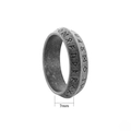 7mm vintage Viking rune ring in antique silver finish for men made of durable steel - 7mm Vintage Viking Runes Pointed Edge