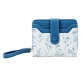 Cartera floral azul y blanca con múltiples ranuras para tarjetas y cierre de presión - Azul