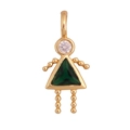Détail d'un pendentif fille plaqué or 18K avec des cristaux de zircon vert et clair - Fille - Mai (Vert)