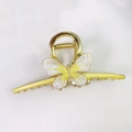 Elegante molletta per capelli a farfalla in metallo dorato con smalto giallo per donna - Giallo