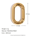 18K gold plated stainless steel oval spring clasp for jewelry making 23.0mm x 13.5mm - 23.0mm x 13.5mm / 18K Gold / Style 2 (C9174)