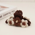 Knitted flower hair claw clip in dark brown and beige wool for women winter style - Dark Coffee