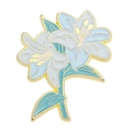 Exquisite lily flower enamel brooch with gold finish in white and light blue tones - Lily Style (XZ7070)