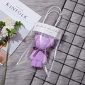 Creative purple bear-shaped towel gift in transparent bag with silk ribbon bow - Purple Bear With Ins Style Gift Bag