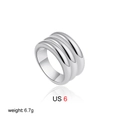 Minimalist silver multi-layer stacked ring in US size 6, weight 6.7g high-end jewelry - US 6 / Triple Layer Silver (T302)