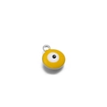 Yellow enamel Evil Eye pendant charm with silver metal frame for DIY jewelry making - 8mm Steel Color Round Double-Sided Enamel Eye / Silver/Yellow