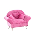 Pink velvet sofa jewelry box with heart shaped backrest and silver metal legs - Heart Sofa / Pink