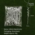 Set of 10 clear acrylic spiral icicle ornaments with silver strings for Christmas decor - Spiral Ice Bars / 130mm
