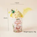 Künstlicher Weihnachts-Eisbecher mit Weihnachtsmann-Motiv und gelben Federn verziert - Gelbe Creme + Grüne Glühbirne