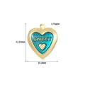 Macro detail of golden heart locket with blue Sweet engraving and precise dimensions - Cyan (H-12093)