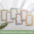 3D floral greeting card set with 6 watercolor designs, envelopes and seals for birthdays - HK8015-Set of All Styles