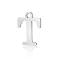 Close-up of polished stainless steel T-letter charm with top hole for DIY jewelry making - Letter T(LA060-Tx5)