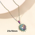 Rainbow heart sunflower pendant necklace in 18k vacuum plating with 23x18mm size - Rainbow-Sunburst Hollow