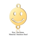 Close-up of golden stainless steel smiley face charm with 10x14mm size text details - Smiley Face (T656-2) / 5 Pieces / Gold
