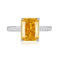 Luxury S925 silver ring featuring a radiant yellow rectangular diamond with side stones - US 6 / Goose Yellow