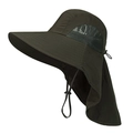Dettaglio cappello solare verde oliva con rete traspirante, protezione nuca e cordino - M (56-58cm) / Verde Militare
