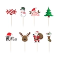 8-piece Christmas cake toppers set with Santa, reindeer and snowman paper decorations - 8-piece Set