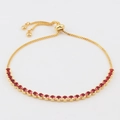 Gold box chain bracelet with vibrant red round-cut crystals and adjustable slider clasp - Round Red Zircon 3.5mm Bracelet