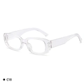 Modern transparent square sunglasses with wide temples in crystal clear C18 finish - C19 Transparent White