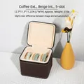 Coffee brown PU leather jewelry box with 5 slots and beige velvet lining for bracelets - 5 Slots / Coffee Exterior / Beige Interior