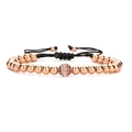 Handmade woven bracelet with rose gold beads and micro-pave colorful zircon crystal ball - Colorful Zircon Ball / Rose Gold + Colorful Ball