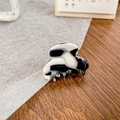 Mini acetate hair claw clip featuring a modern black and white marble pattern design - Cow Pattern