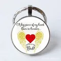 Silver angel wings memorial heart keychain with Father in heaven tribute message - Angel Wings Heart/Memorial Dad