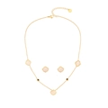 Set collana e orecchini dorati con pendenti a ventaglio in madreperla bianca e perline - 3# Set Collana e Orecchini (Conchiglia a Ventaglio Bianca)